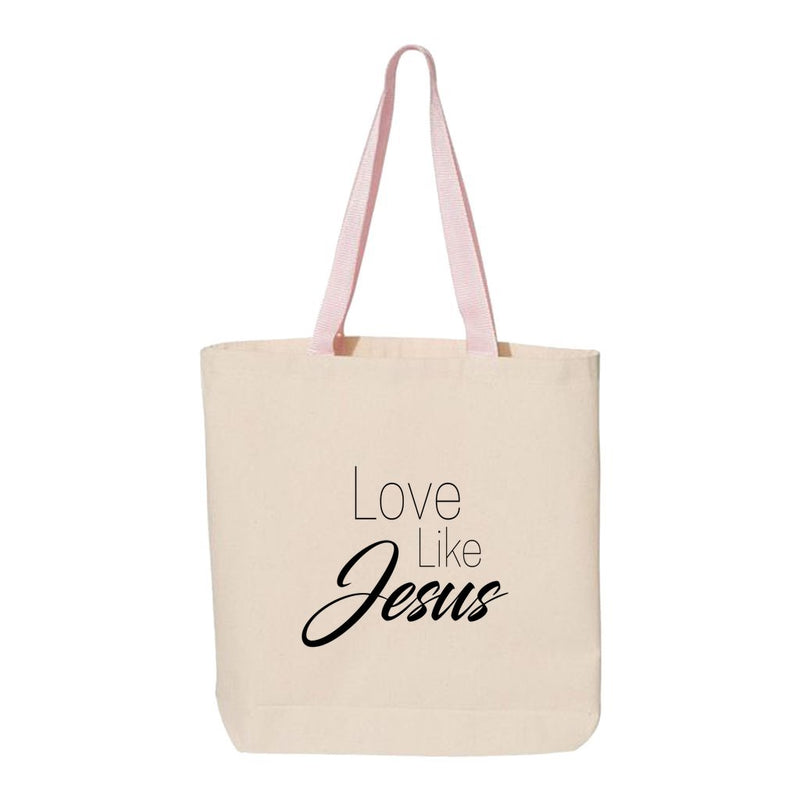 "Love Like Jesus" Canvas Tote with Contrast-Color Handles